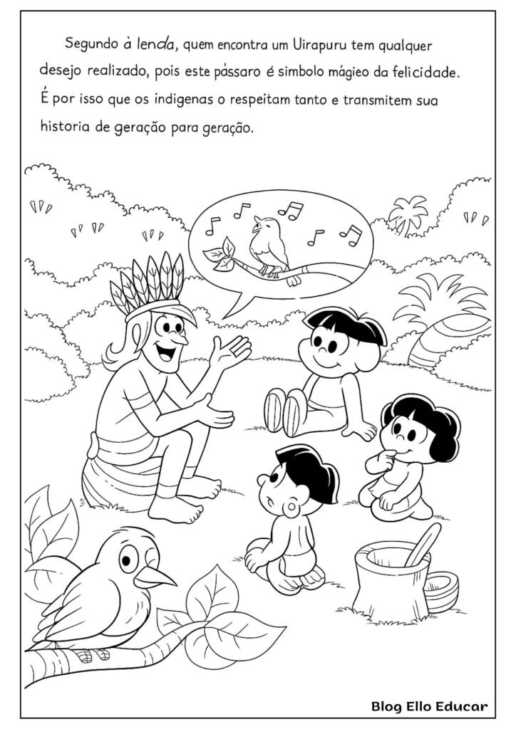 Desenhos da Turma da Mônica do Folclore para colorir - Uirapuru