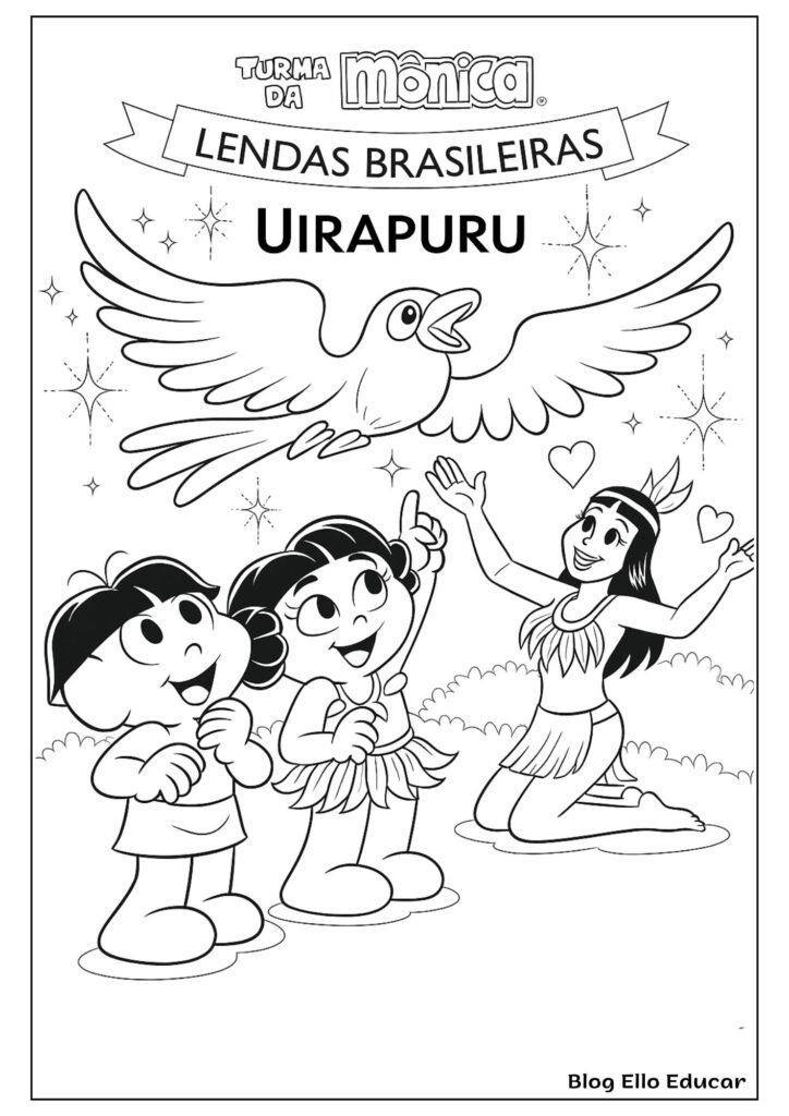 Desenhos da Turma da Mônica do Folclore para colorir - Uirapuru