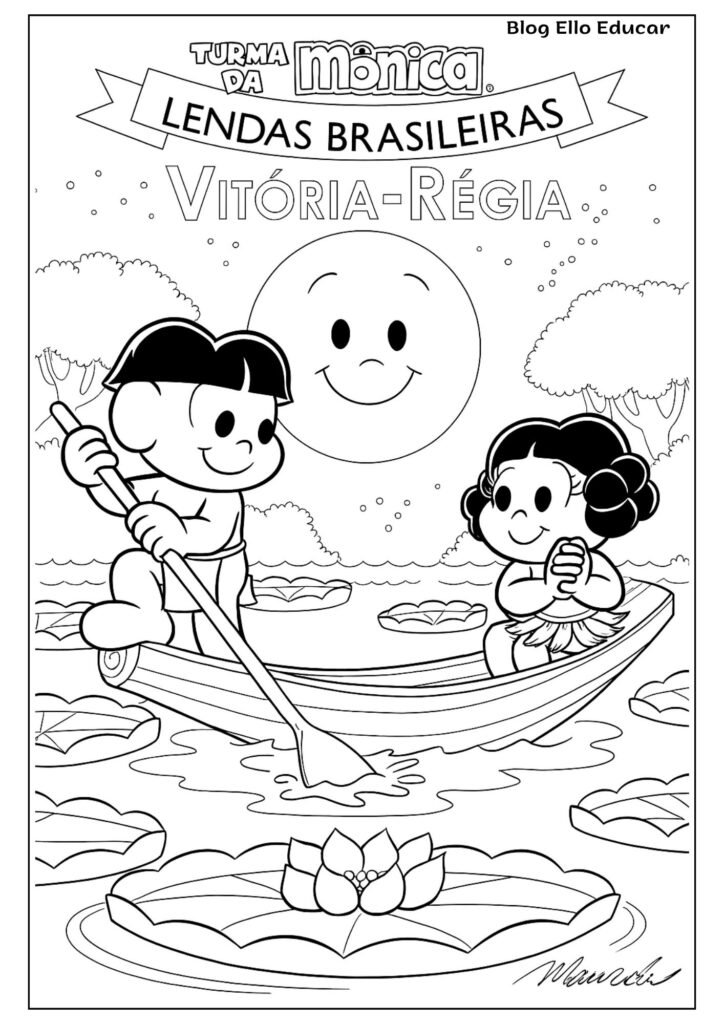 Desenhos da Turma da Mônica do Folclore para colorir - Vitória-régia