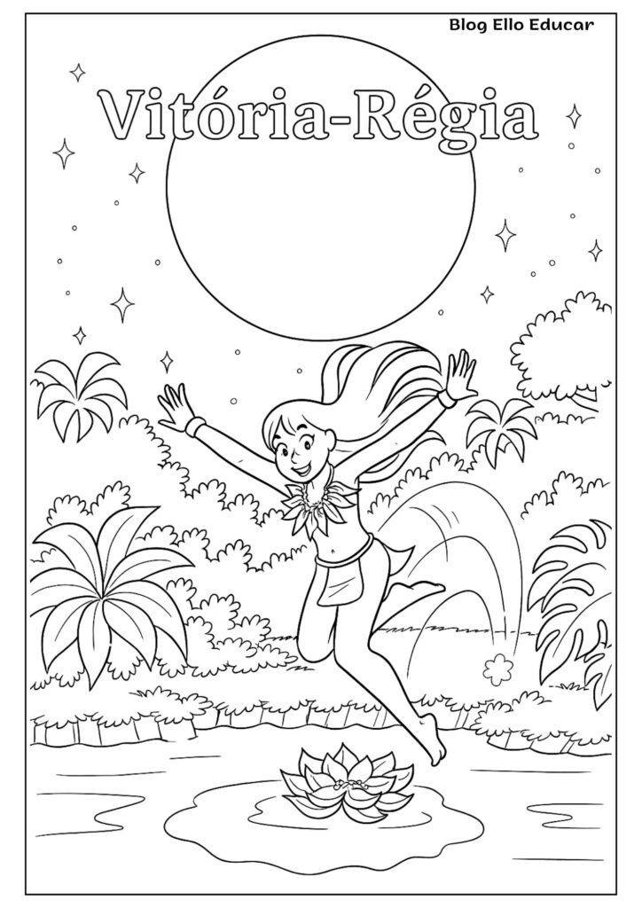 Desenhos da Turma da Mônica do Folclore para colorir - Vitória-régia