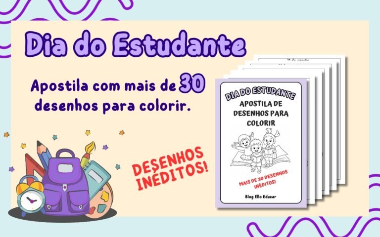 Desenho do dia do estudante para colorir