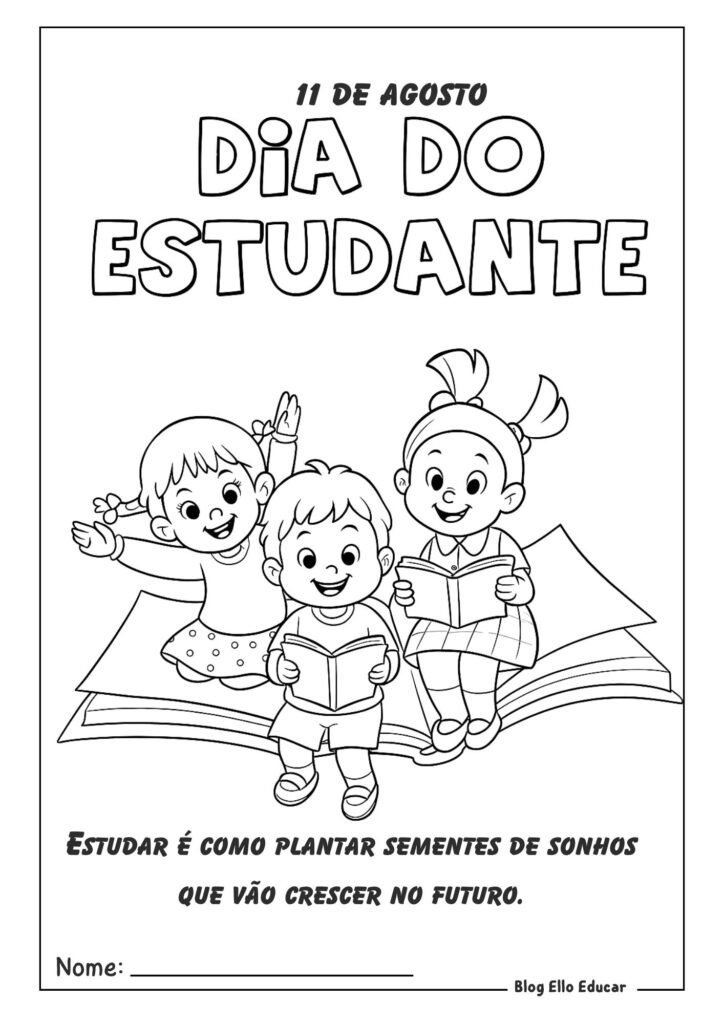Desenho do dia do estudante para colorir
