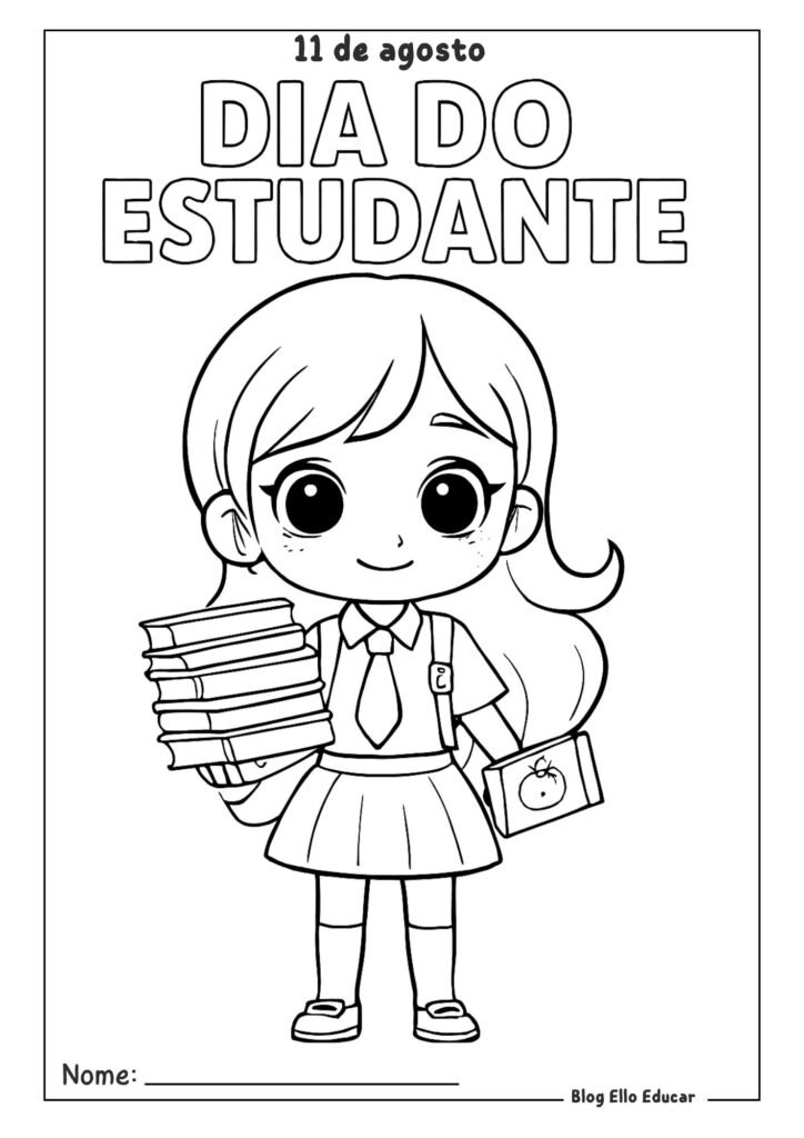 Desenho do dia do estudante para colorir