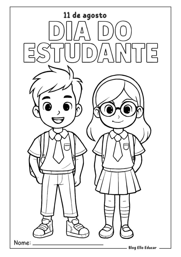 Desenho do dia do estudante para colorir