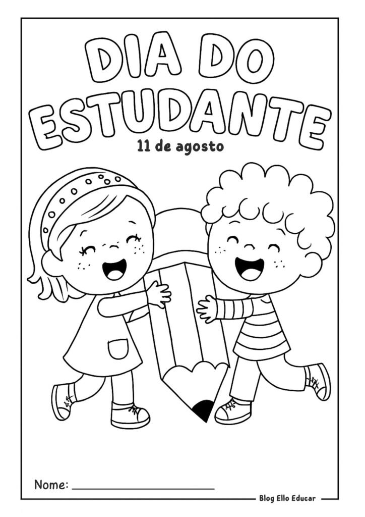 Desenho do dia do estudante para colorir