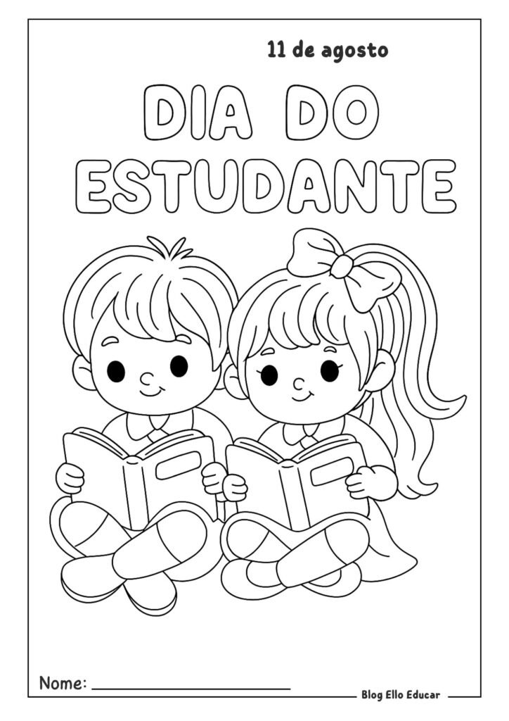 Desenho do dia do estudante para colorir