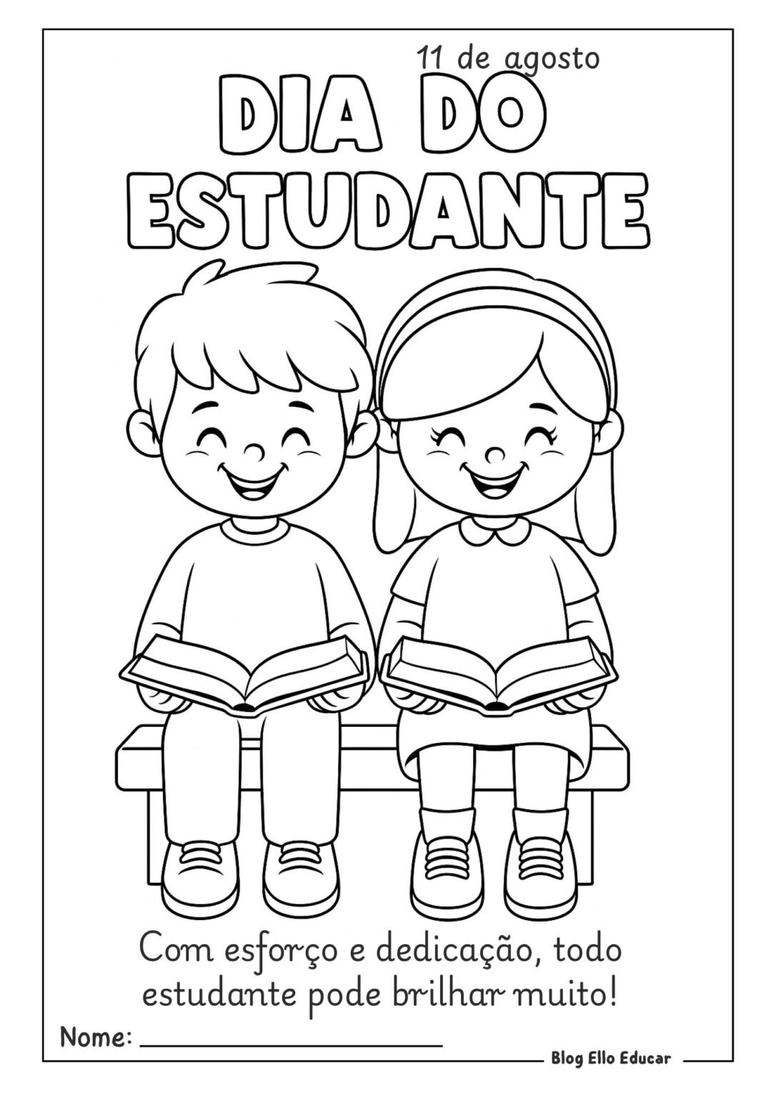 Desenhos do Dia do Estudante para colorir e imprimir: Apostila gratuita