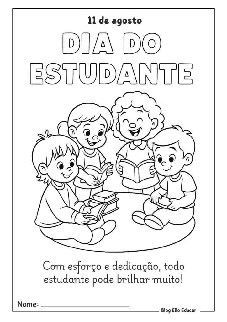 Desenho do dia do estudante para colorir