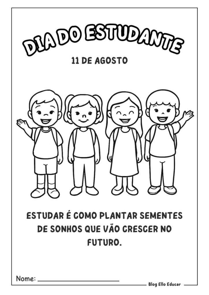 Desenho do dia do estudante para colorir