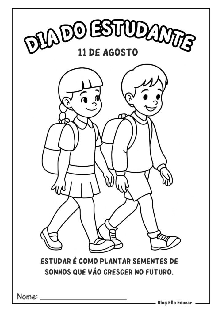 Desenho do dia do estudante para colorir