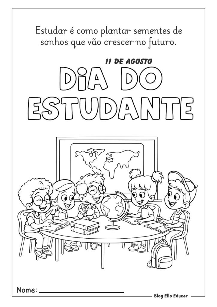 Desenho do dia do estudante para colorir