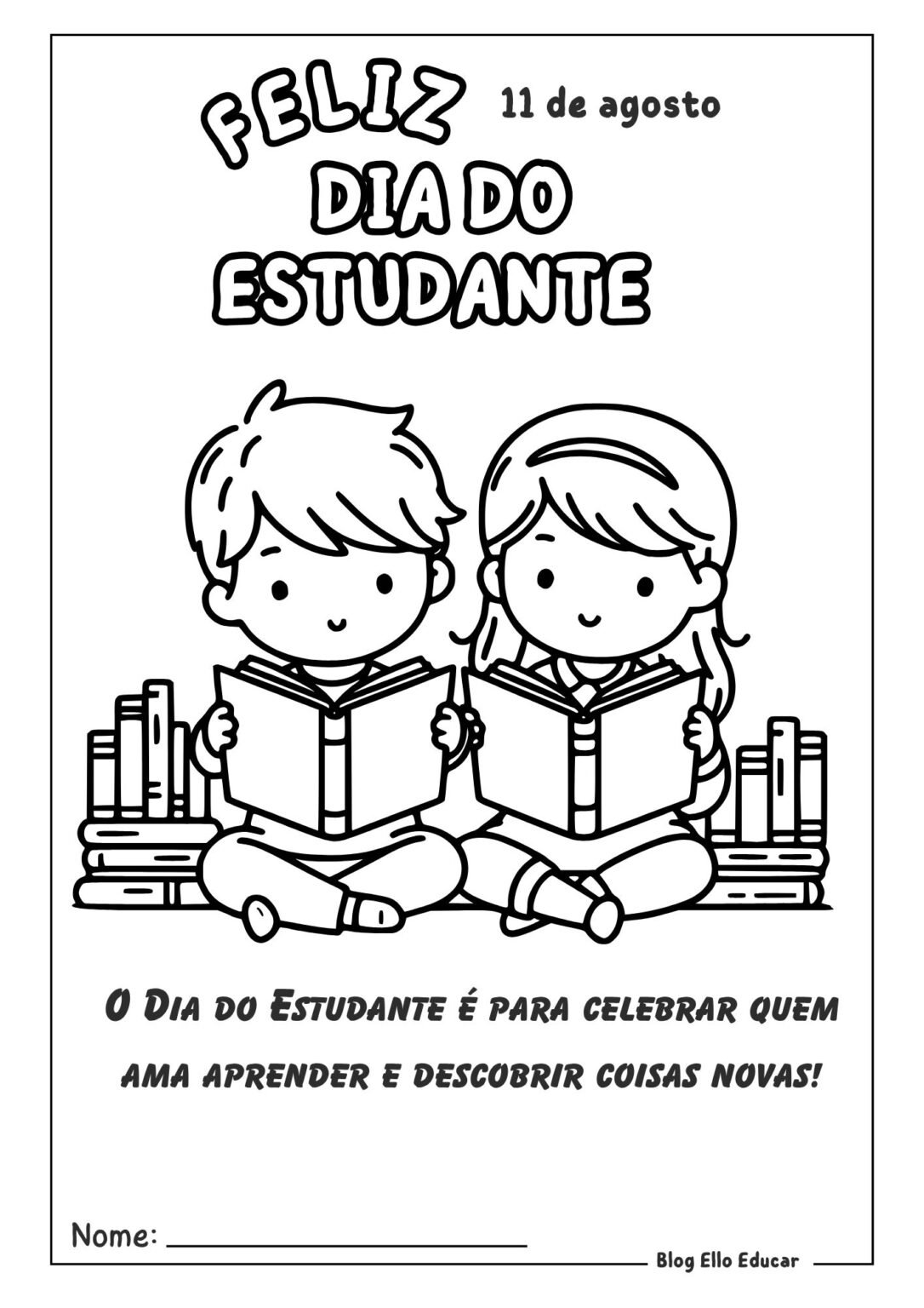 Desenhos do Dia do Estudante para colorir e imprimir: Apostila gratuita