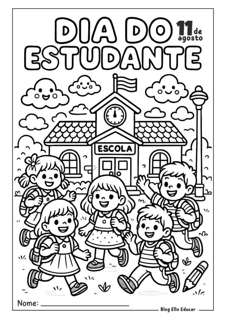 Desenho do dia do estudante para colorir