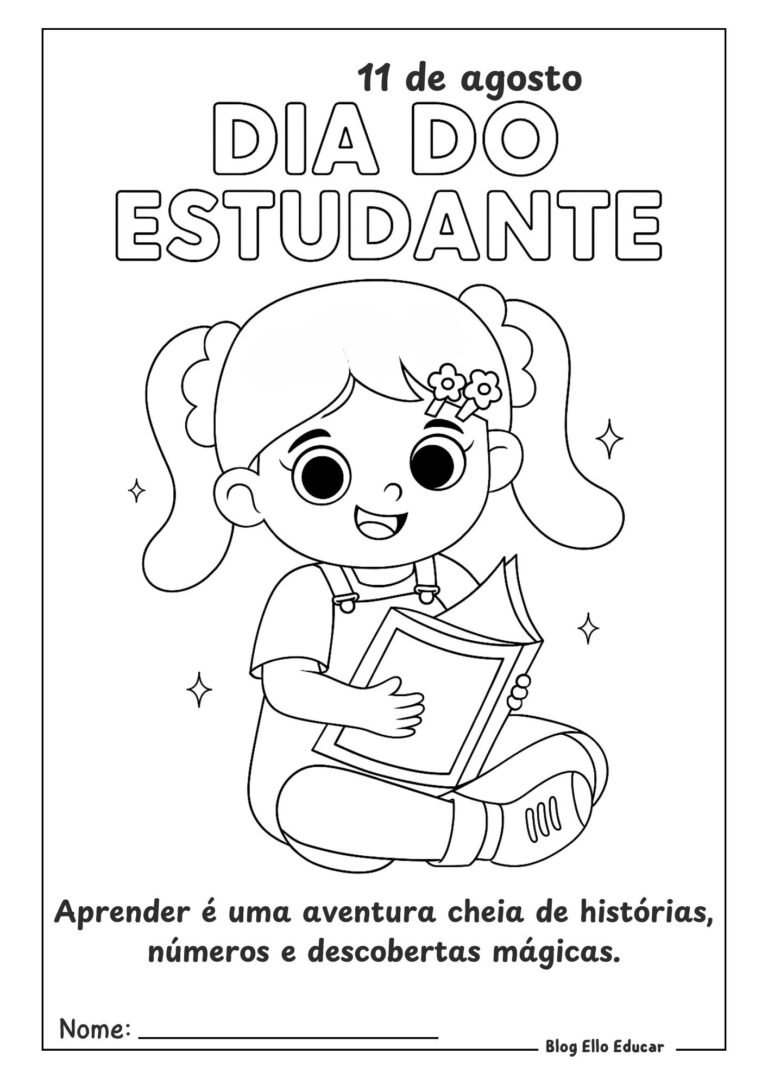 Desenhos do Dia do Estudante para colorir e imprimir: Apostila gratuita