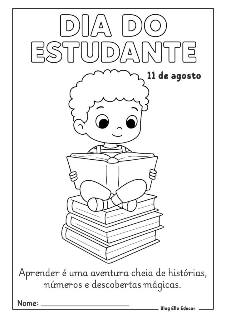 Desenho do dia do estudante para colorir