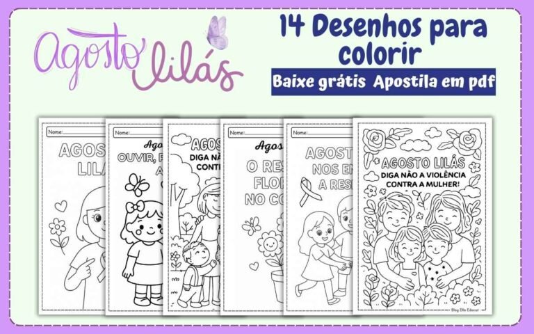 Desenhos do Agosto Lilás para colorir.