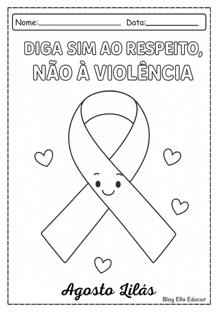 Desenhos do Agosto Lilás para colorir.