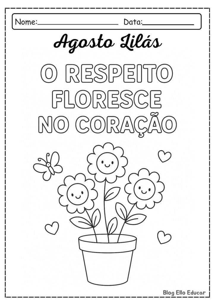 Desenhos do Agosto Lilás para colorir.