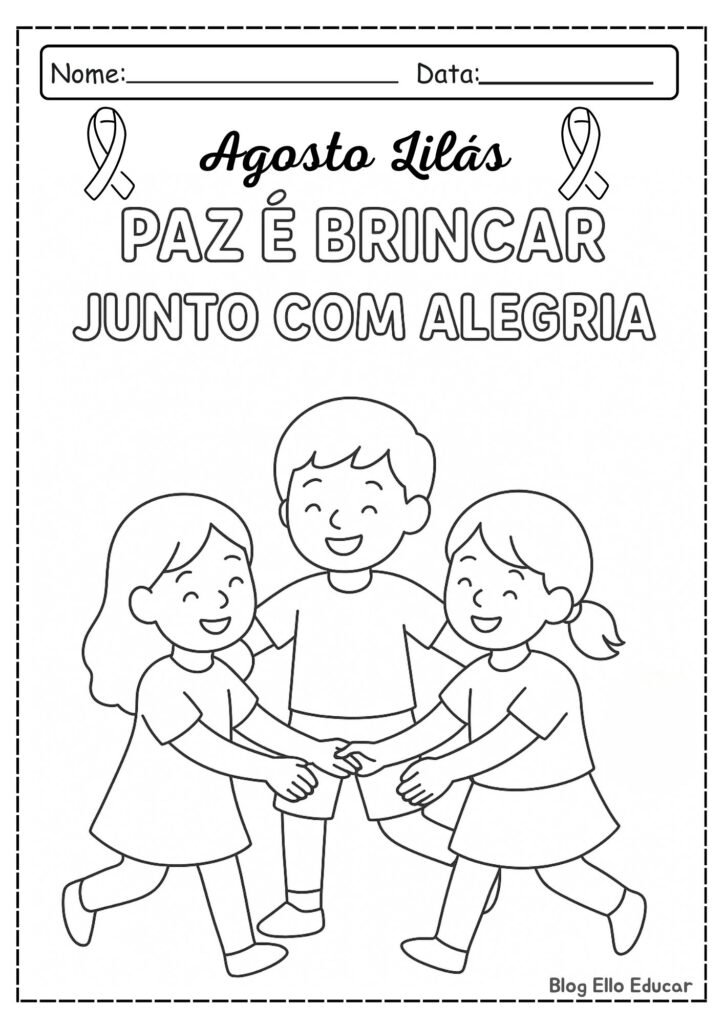 Desenhos do Agosto Lilás para colorir.