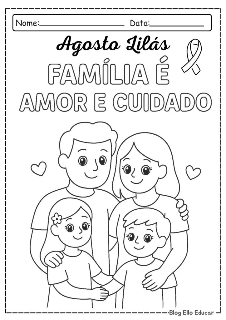 Desenhos do Agosto Lilás para colorir.