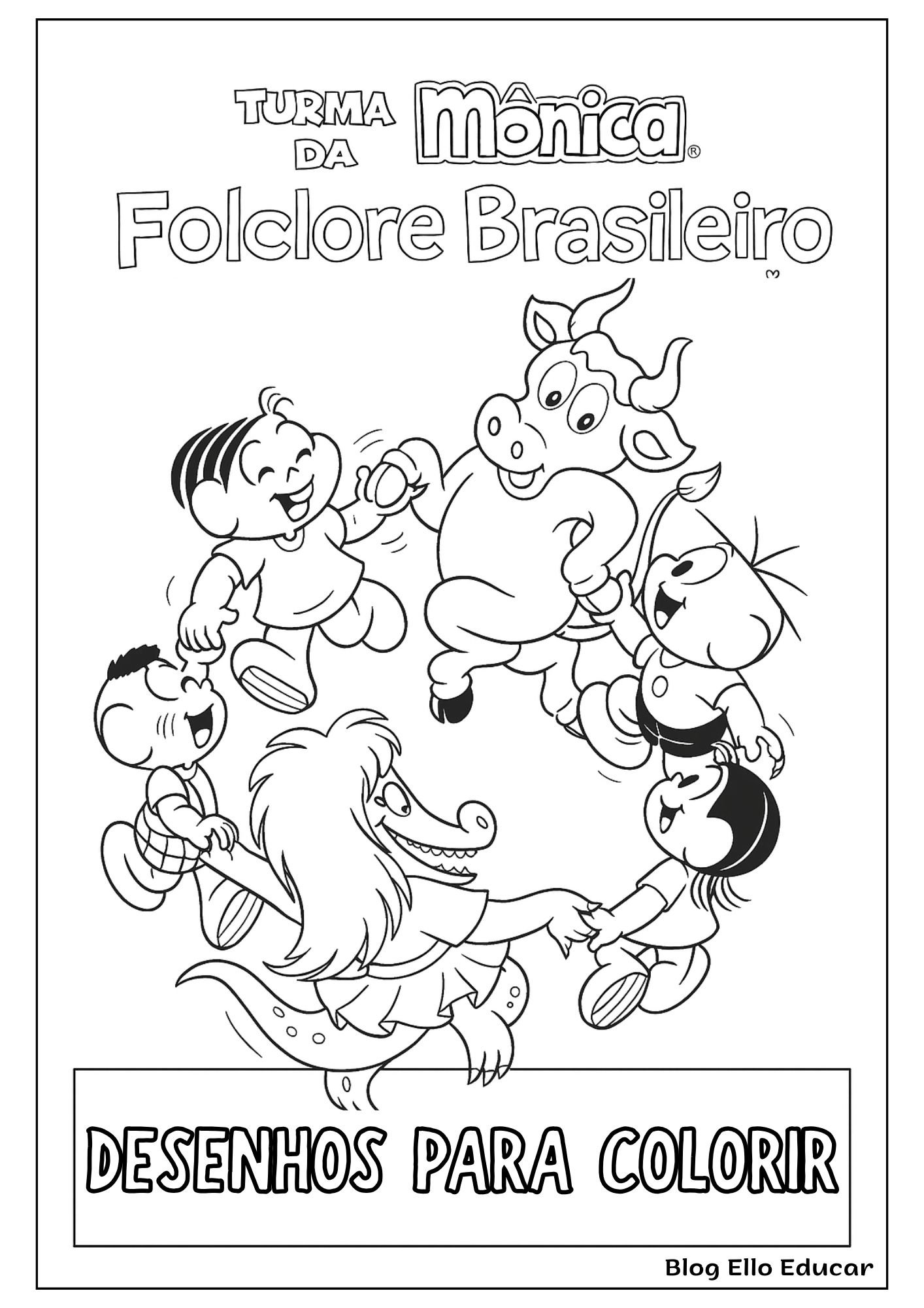 Desenhos do Folclore da turma da Mônica para colorir