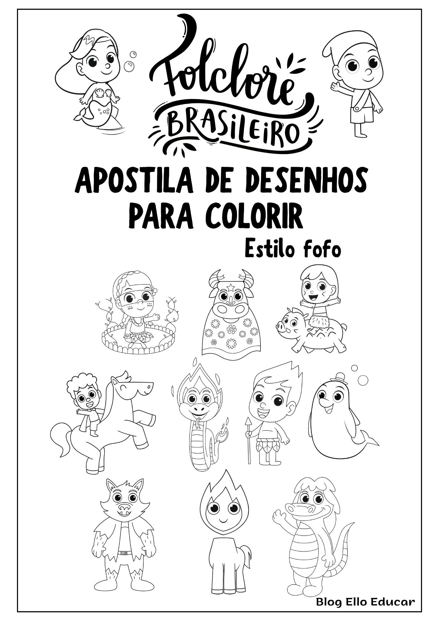 Desenhos do Folclore para colorir capa