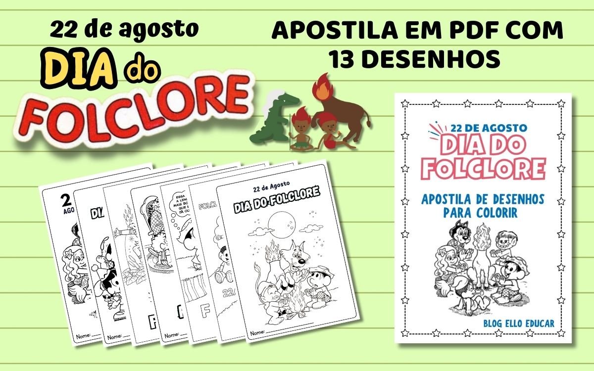Desenhos sobre o dia do Folclore para colorir