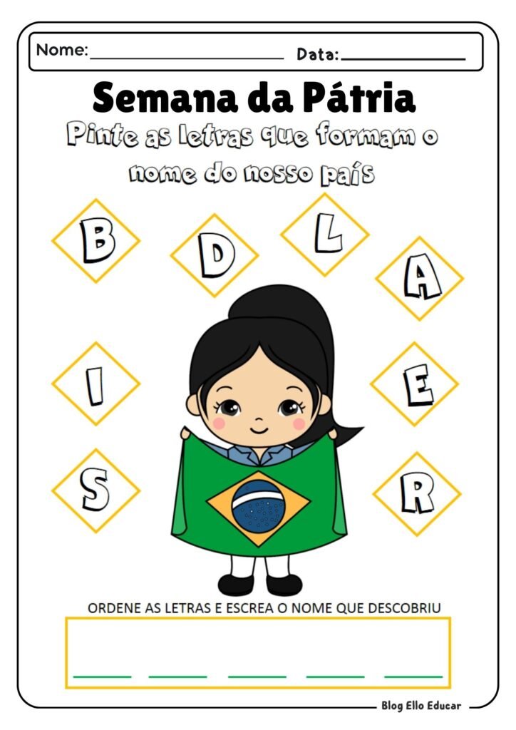 Atividades sobre a Independência do Brasil para Educação infantil