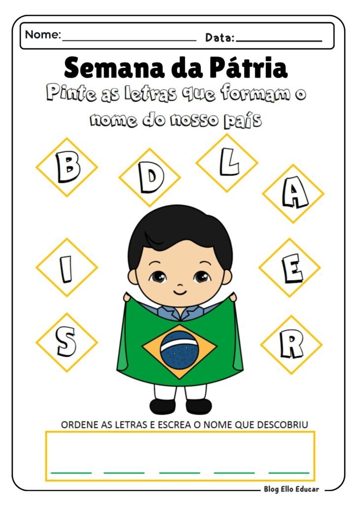 Atividades sobre a Independência do Brasil para Educação infantil
