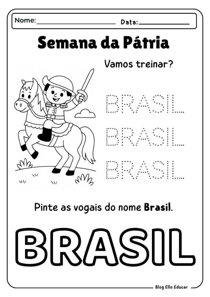 Atividades sobre a Independência do Brasil para Educação infantil