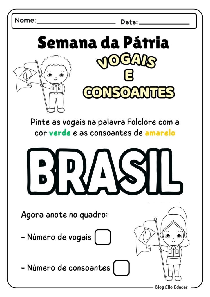 Atividades sobre a Independência do Brasil para Educação infantil