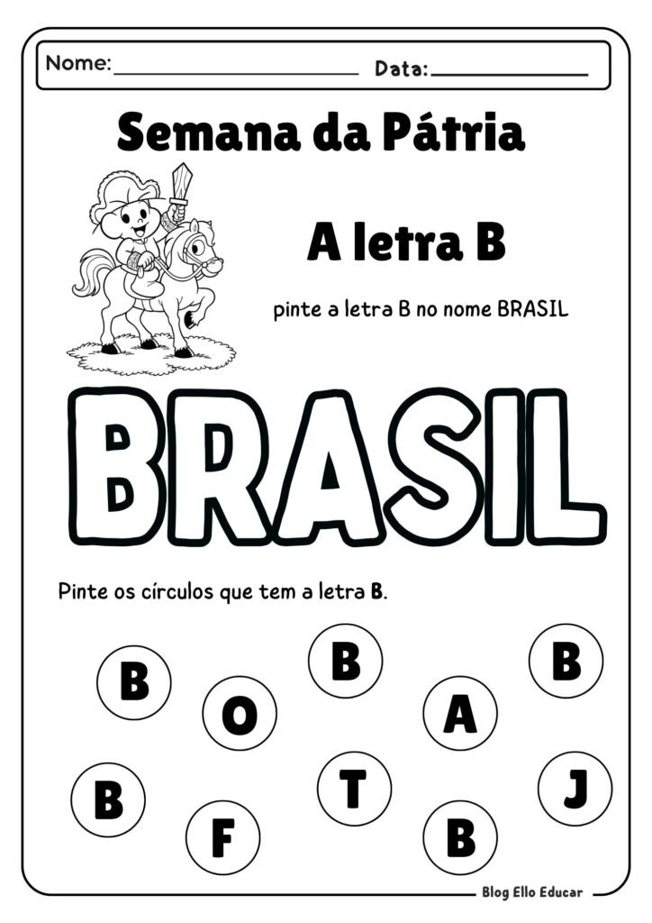 Atividades sobre a Independência do Brasil para Educação infantil