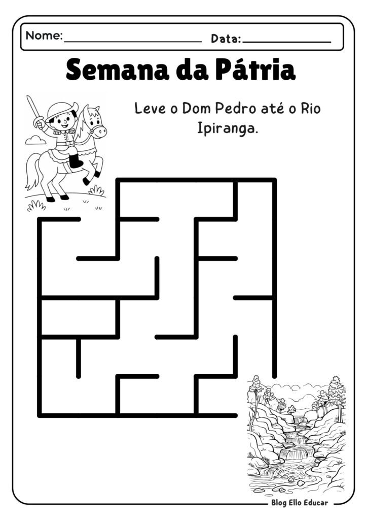 Atividades sobre a Independência do Brasil para Educação infantil