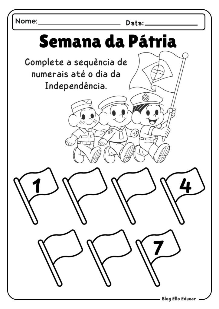 Atividades sobre a Independência do Brasil para Educação infantil