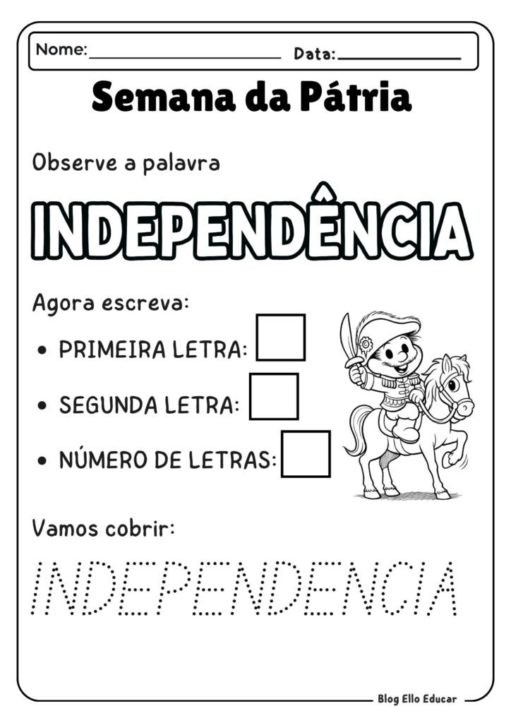 Atividades sobre a Independência do Brasil para Educação infantil