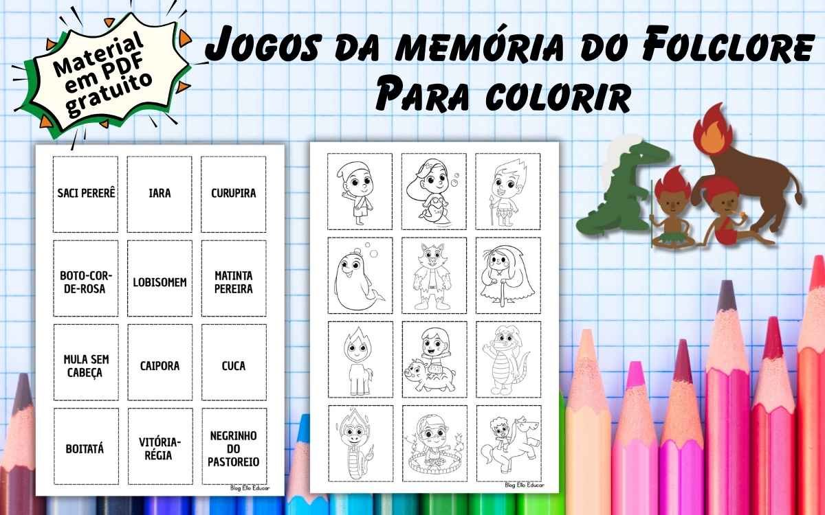 Jogo da memória do Folclore para colorir - capa