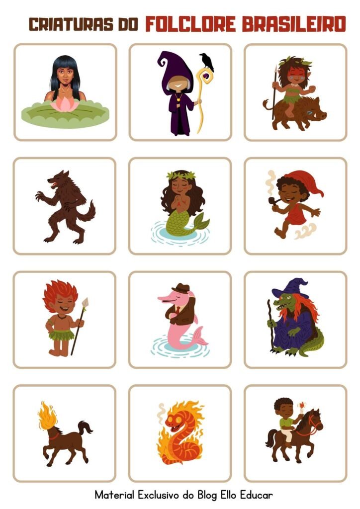 Jogo da memória personagens do Folclore 