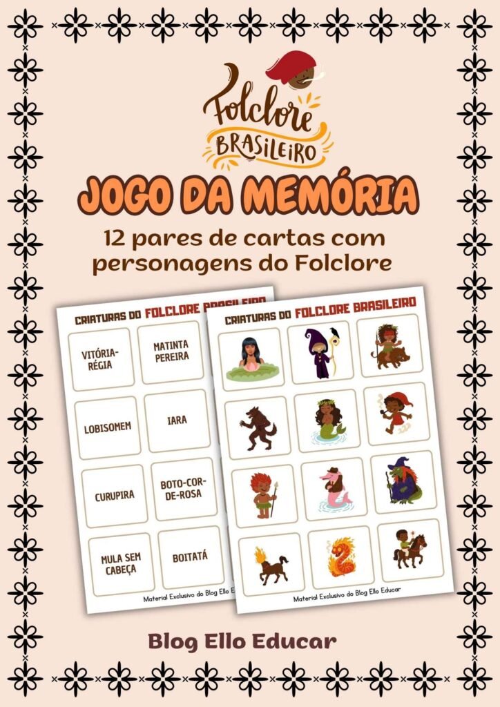 Jogo da memória personagens do Folclore