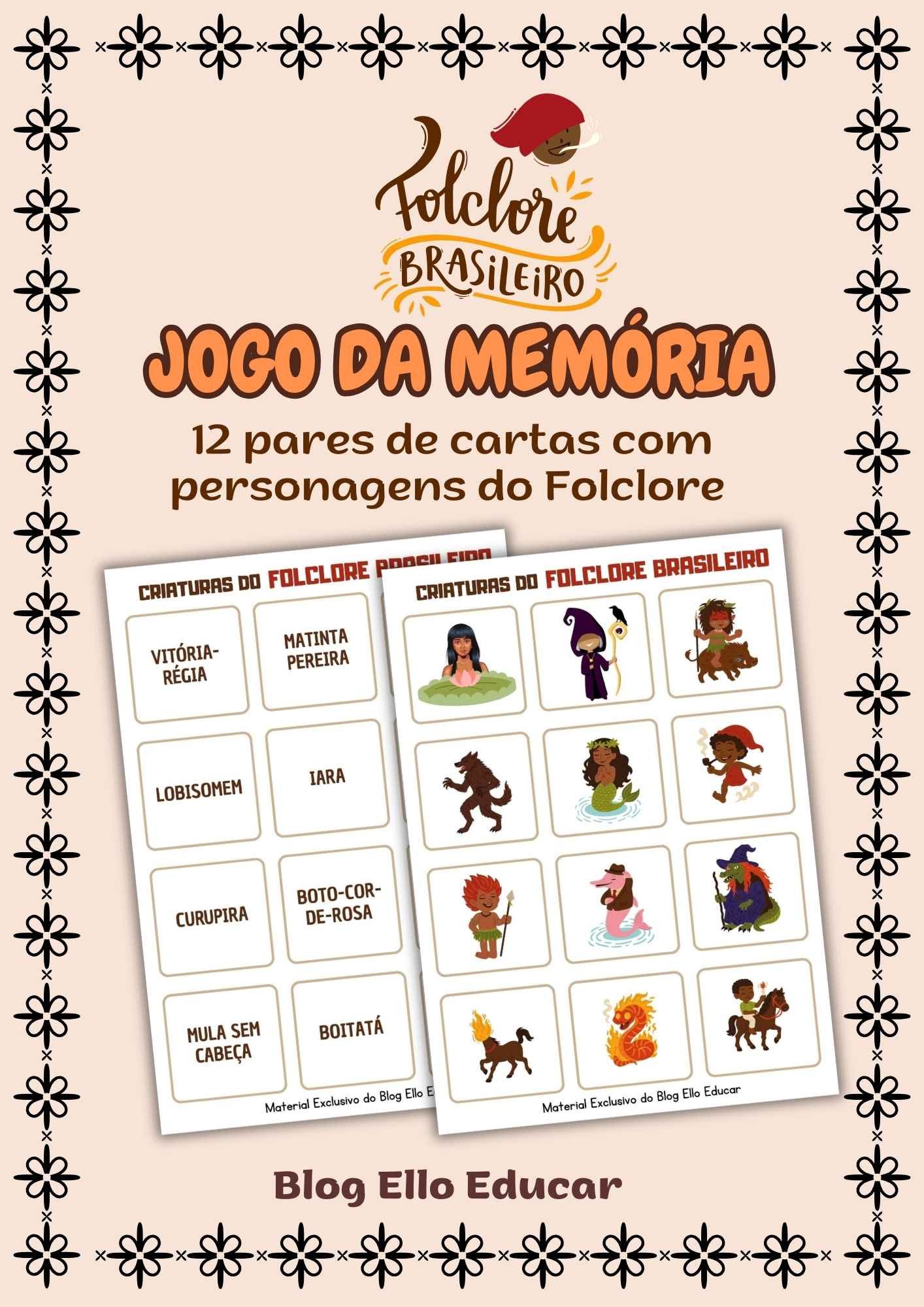 Jogo da memória personagens do Folclore
