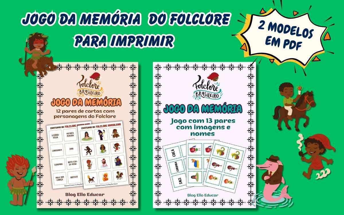 Jogos da memória do Folclore para imprimir