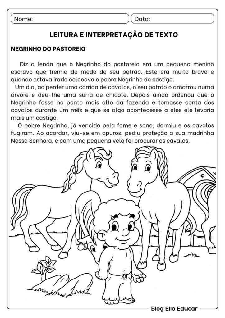 Leitura e interpretação Negrinho do Pastoreio 4°ano