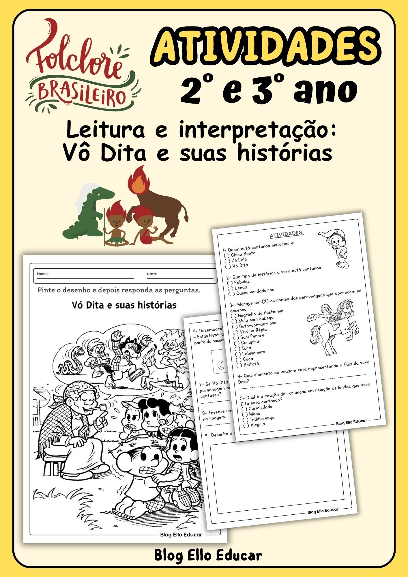 Atividades de leitura e interpretação do folclore - 2° e 3° ano