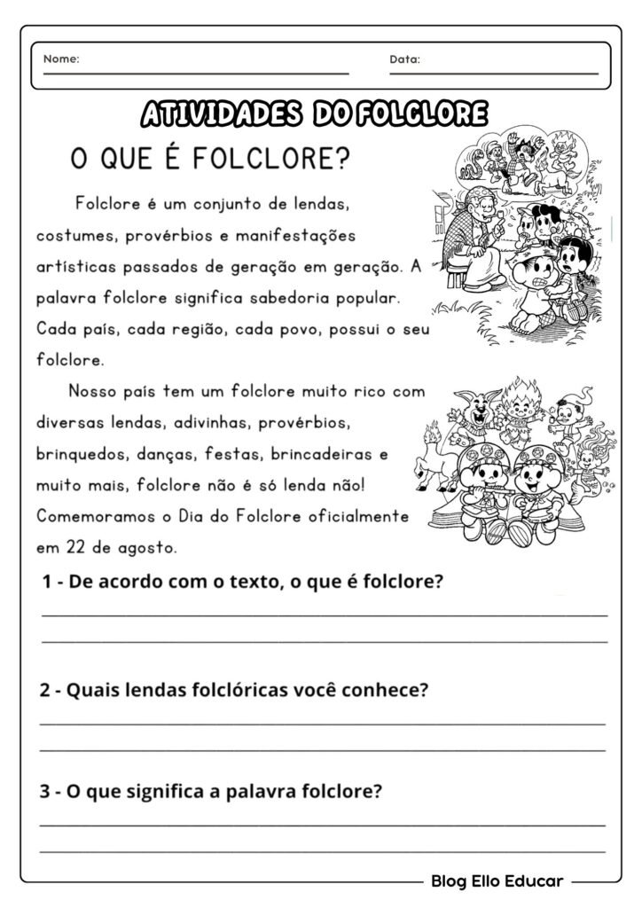 Atividades do Folclore para 2°ano