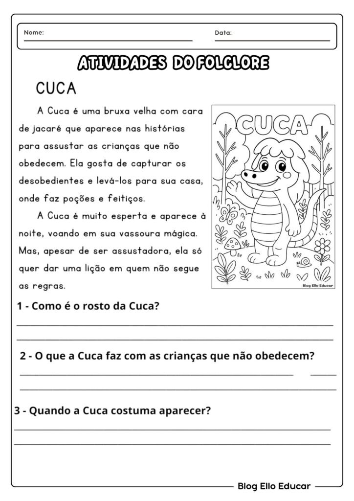 Atividades do Folclore para 2°ano