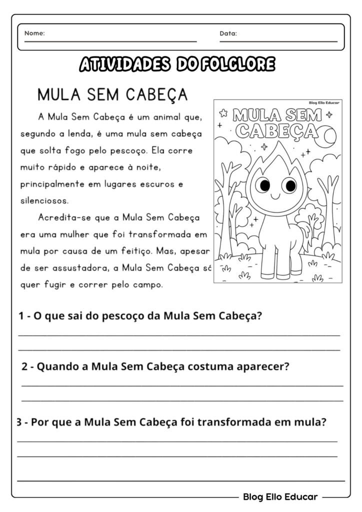 Atividades do Folclore para 2°ano