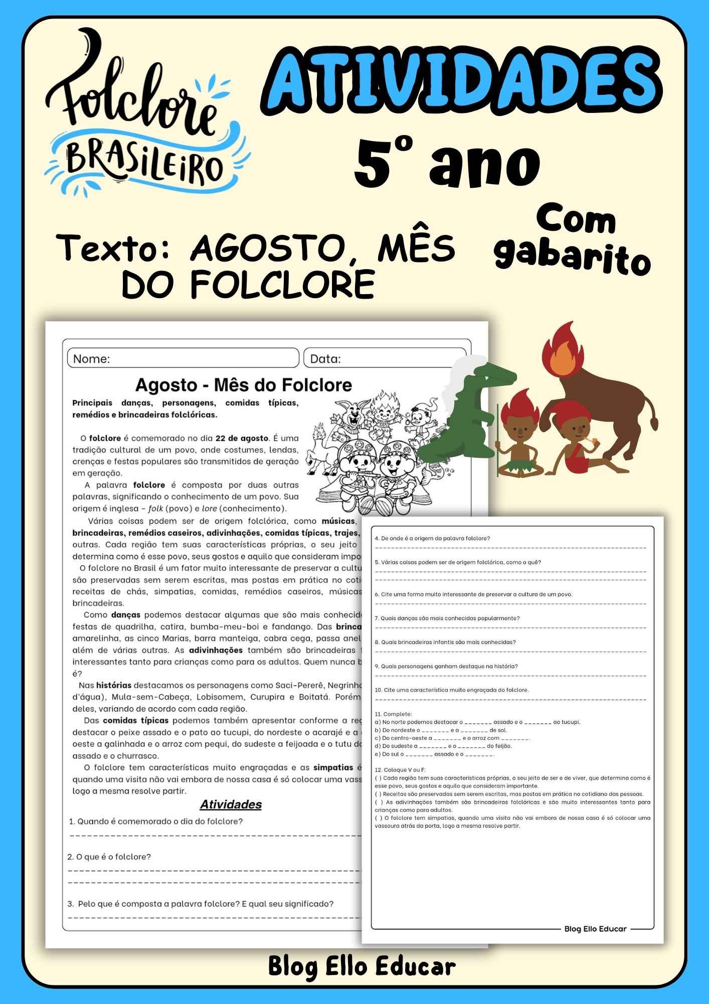 Atividades sobre o Folclore para 5° ano