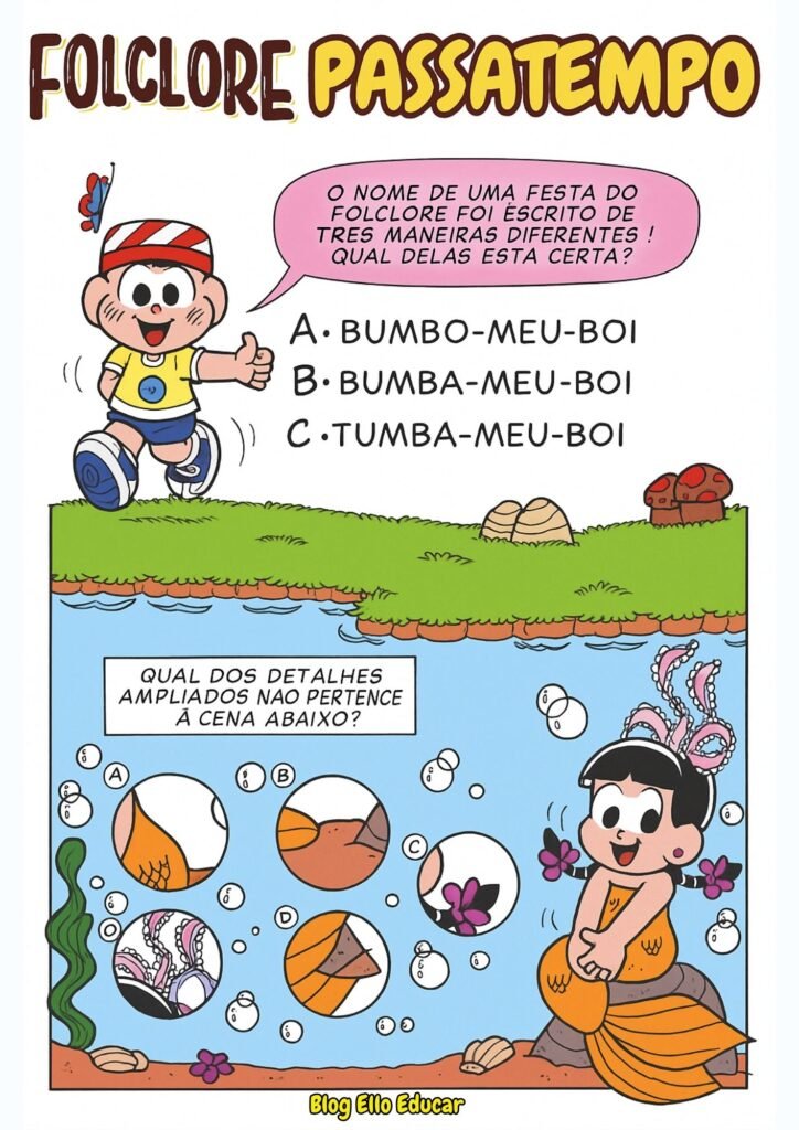 Passatempo do Folclore para imprimir