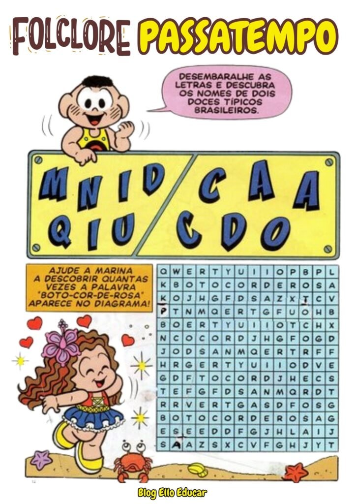 Passatempo do Folclore para imprimir