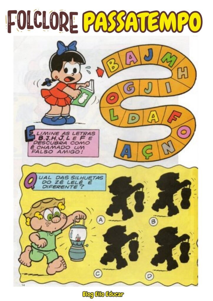 Passatempo do Folclore para imprimir