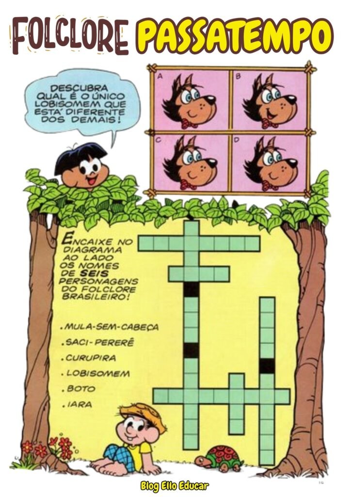 Passatempo do Folclore para imprimir
